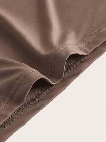 SHEIN BASICS 素色吊帶緊身連衣裙 - 摩卡棕 - 查看 3