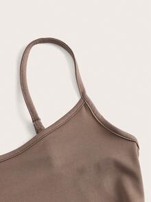 SHEIN BASICS 素色吊帶緊身連衣裙 - 摩卡棕 - 查看 5