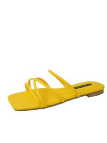 Sandal quai chéo tối giản dành cho nữ, phù hợp với trang phục mùa xuân hè. - Màu vàng - Xem 10