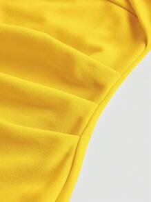 Firerie Solid Halter Neck Backless Dress - Yellow - View 4