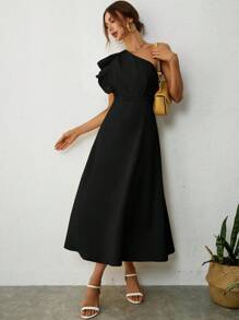 Firerie 單肩荷葉邊連衣裙