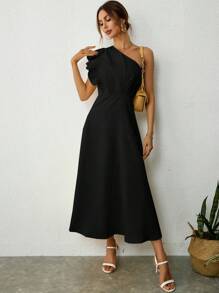 Firerie 單肩荷葉邊連衣裙