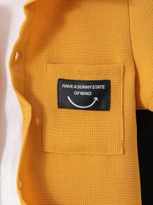 SHEIN Young Boy Letter Patched Shirt & Pants Without Tee