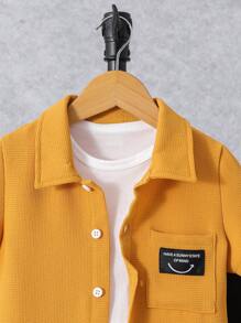 SHEIN Young Boy Letter Patched Shirt & Pants Without Tee