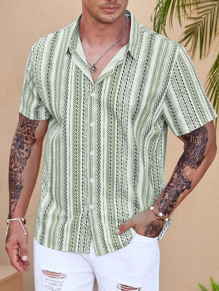 Manfinity Men Plus Geo Print Shirt - Multicolor - View 1