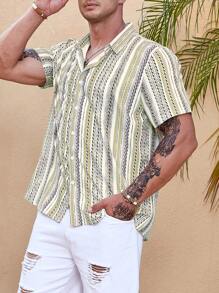 Manfinity Men Plus Geo Print Shirt - Multicolor - View 5