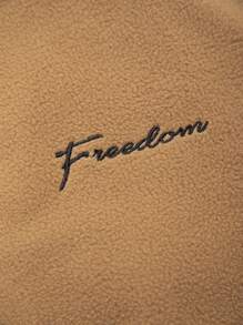 Manfinity Homme 男士字母刺繡拉鍊外套 - 棕色 - 查看 5