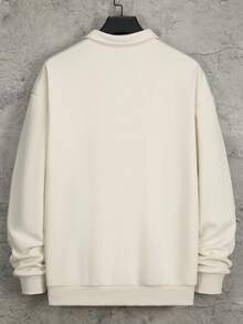 Manfinity Homme Lỏng lẻo Nam Khóa kéo một phần tư Thả vai Áo nỉ - Màu be - Xem 3