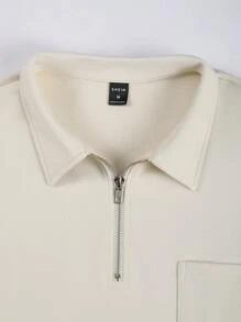 Manfinity Homme Lỏng lẻo Nam Khóa kéo một phần tư Thả vai Áo nỉ - Màu be - Xem 6