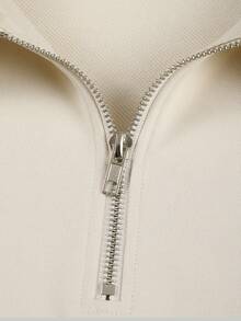 Manfinity Homme Lỏng lẻo Nam Khóa kéo một phần tư Thả vai Áo nỉ - Màu be - Xem 7