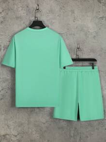 Manfinity Homme Uomo con grafica lettera Maglietta & con coulisse a vita Shorts