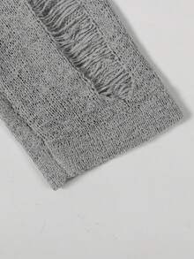 Sexy Hollow Out Backless Bodycon Mini Dress, Nightclub Outfit For Women, Long Sleeve Knit Skirt, Summer - Grey - View 3