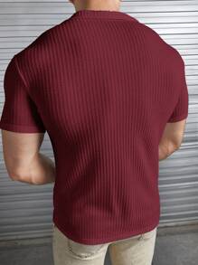 Manfinity VCAY Men Solid Ribbed Knit Button Front Shirt