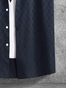 Manfinity Homme Men Argyle Print Shirt, Men's Short Sleeve Button Ups, Casual Men Shirts, Men Shirts Geometric Print, Men Shirts - Navy Blue - View 5