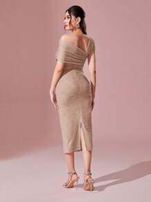 Modelyn Asymmetrical Neck Ruched Side Bodycon Dress