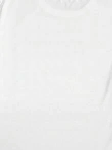 ROMWE MEN Street Life 男士天使与字母图案 T 恤，学校 - 白色 - 查看 6