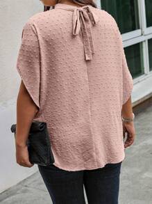SHEIN Clasi 大碼圓點蝙蝠袖襯衫 - 藕粉色 - 查看 2
