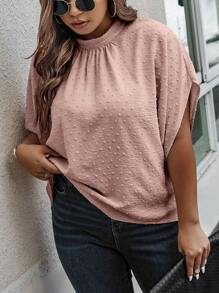 SHEIN Clasi 大碼圓點蝙蝠袖襯衫 - 藕粉色 - 查看 4