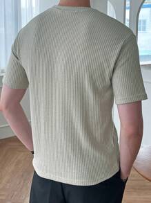 DAZY Men Solid Ribbed Knit Tee - Green - View 2