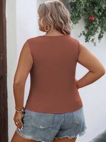 SHEIN Clasi 大碼方領褶邊背心上衣