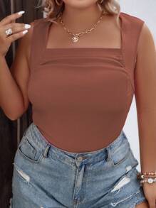 SHEIN Clasi 大碼方領褶邊背心上衣