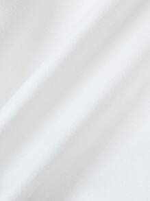 SHEIN Vestido blanco con cinturón negro con manga de burbuja y cuello en V elegante a la moda para bebé niñas 2 piezas - Blanco y Negro - Ver 4