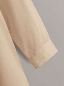 Calvaya 大碼素色前紐扣襯衫 - 杏色 - 查看 5