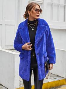 RELISH NOLESS Women's Faux Fur Collar Single-Breasted Jacket, Autumn/Winter