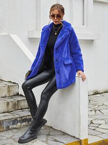 RELISH NOLESS Women's Faux Fur Collar Single-Breasted Jacket, Autumn/Winter