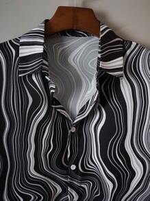 Manfinity Dauomo Męskie Koszule Guziki z przodu Nadruk po całości Casual