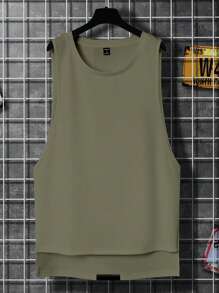 Aesthetic Post 男士字母圖案前短後長背心上衣 - 綠色 - 查看 2