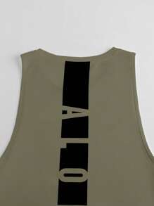 Aesthetic Post 男士字母圖案前短後長背心上衣 - 綠色 - 查看 4