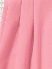 SHEIN Cô gái Tween Chất rắn Chi tiết xếp nếp Váy chữ A - Hồng - Xem 5