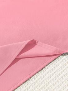 SHEIN Cô gái Tween Chất rắn Chi tiết xếp nếp Váy chữ A - Hồng - Xem 7