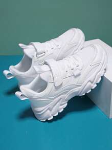 1pair Children's White Mesh Sports Shoes For Spring And Autumn - White - View 3