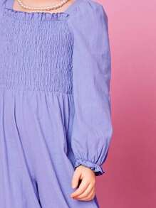 SHEIN 女小童褶邊荷葉袖連身褲 - 紫色 - 查看 6