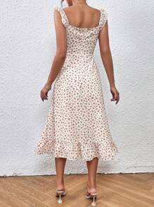 SHEIN Frenchy In hoa Ditsy Viền Ruffle Xù Hoa Sen Đầm - Nhiều màu - Xem 2