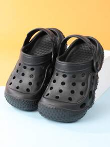 Kids Hollow Out Round Toe EVA Vented Clogs For Outdoor - Black - View 3