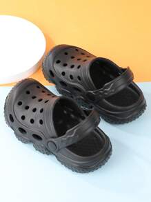 Kids Hollow Out Round Toe EVA Vented Clogs For Outdoor - Black - View 4