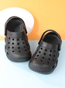 Kids Hollow Out Round Toe EVA Vented Clogs For Outdoor - Black - View 6