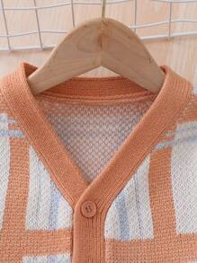 SHEIN Young Boy Plaid Pattern Cardigan - Multicolor - View 3