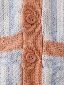 SHEIN Young Boy Plaid Pattern Cardigan - Multicolor - View 4