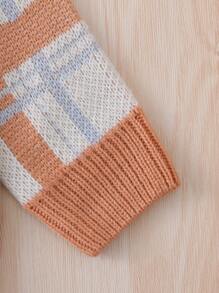 SHEIN Young Boy Plaid Pattern Cardigan - Multicolor - View 5