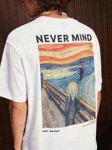 SWAVVY 1pc Loose Slogan Graphic Drop Shoulder T-Shirt - White - View 5