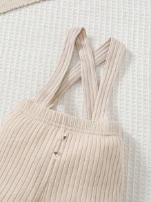 Souflis Souflis Baby Boy Patched Pocket Bodysuit & Crisscross Back Pinafore Shorts