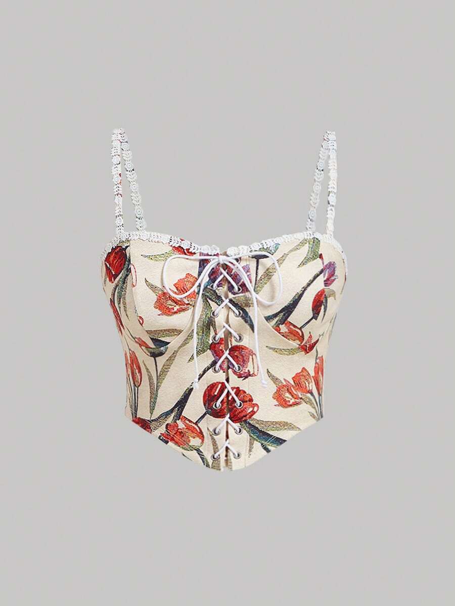 SHEIN MOD In hoa Cami ngọn Không có áo sơ mi - Nhiều màu - Xem 1