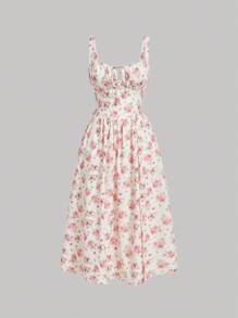 SHEIN MOD In hoa Tie Trước Váy Dây - Nhiều màu - Xem 1