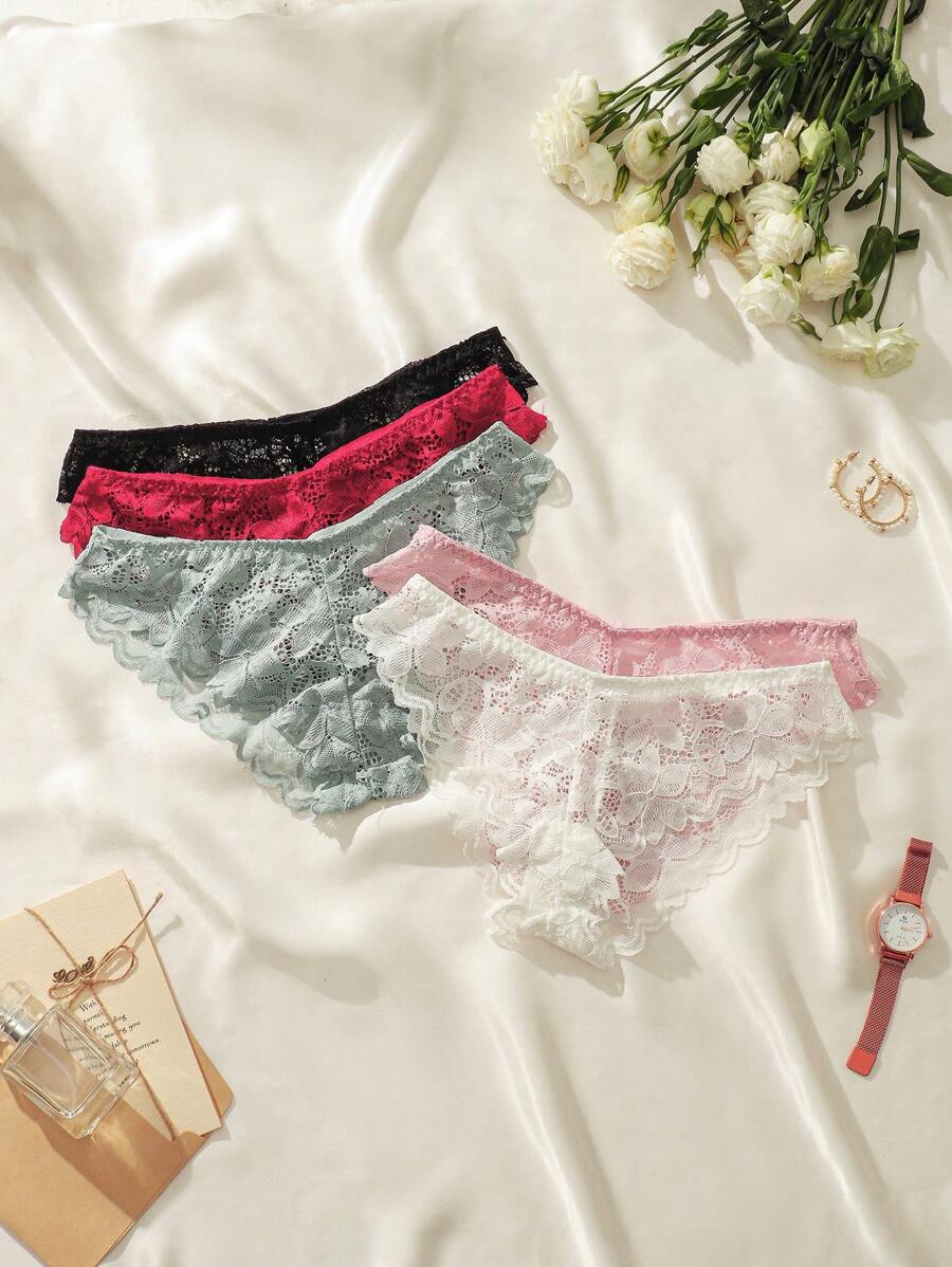 5件花卉蕾絲內褲 - 彩色 - 查看 1
