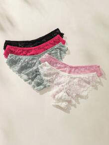 5件花卉蕾絲內褲 - 彩色 - 查看 3