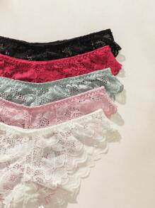 5件花卉蕾絲內褲 - 彩色 - 查看 4